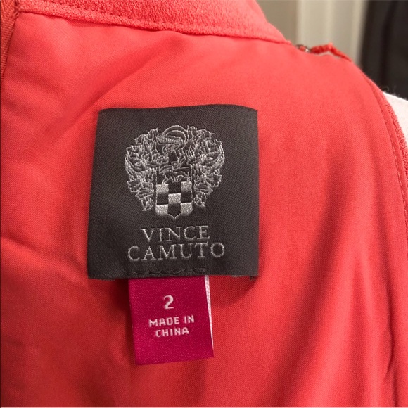 Vince Camuto sleeveless back zip crepe shift dress in poppy orange - Picture 8 of 12